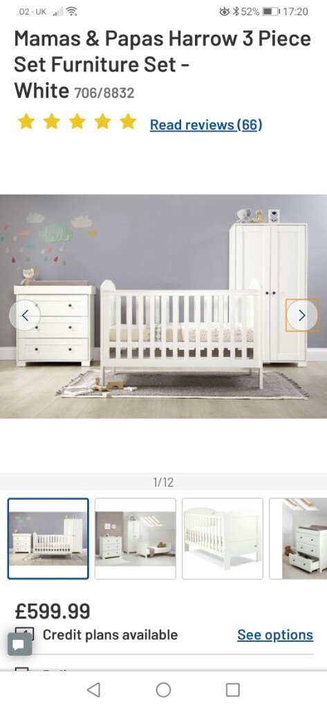 mamas and papas harrow 3 piece set white